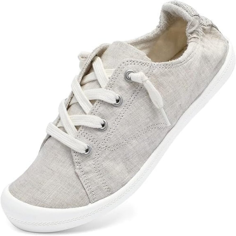 Womens Slip On Sneakers Comfort Casual Canvas Shoes Beige Sz 9 NEW